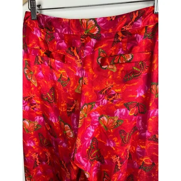 L'AGENCE Luvvy Butterfly Print Silk Straight Leg Trousers Women's Medium ? Pants - Picture 11 of 16
